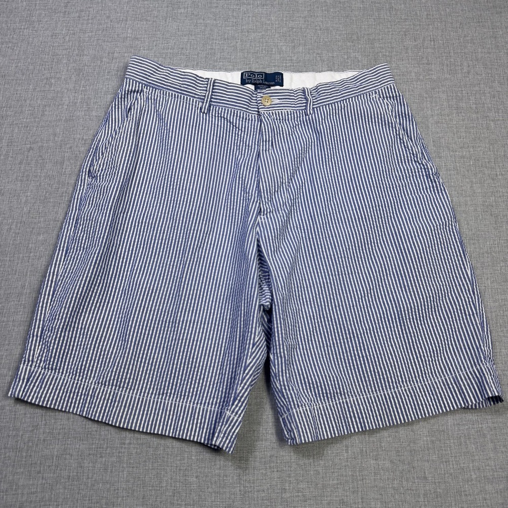 Polo Ralph Lauren Prospect Seersucker 9" Shorts Mens 32 Blue Striped Cotton
